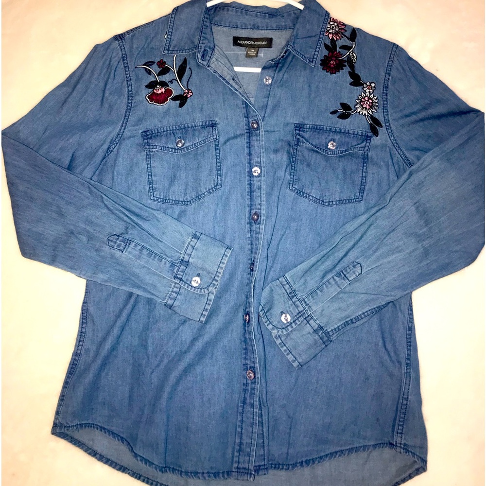 Alexander Jordan Denim Embroidered Shirt. M